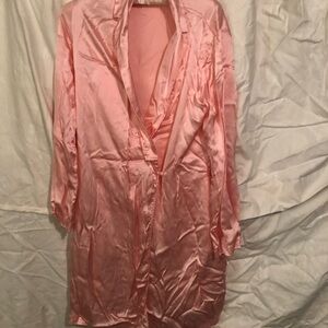 Malizia La Perla size 2 Elegant Pink 100% 💯 Silk Satin Robe missing belt
